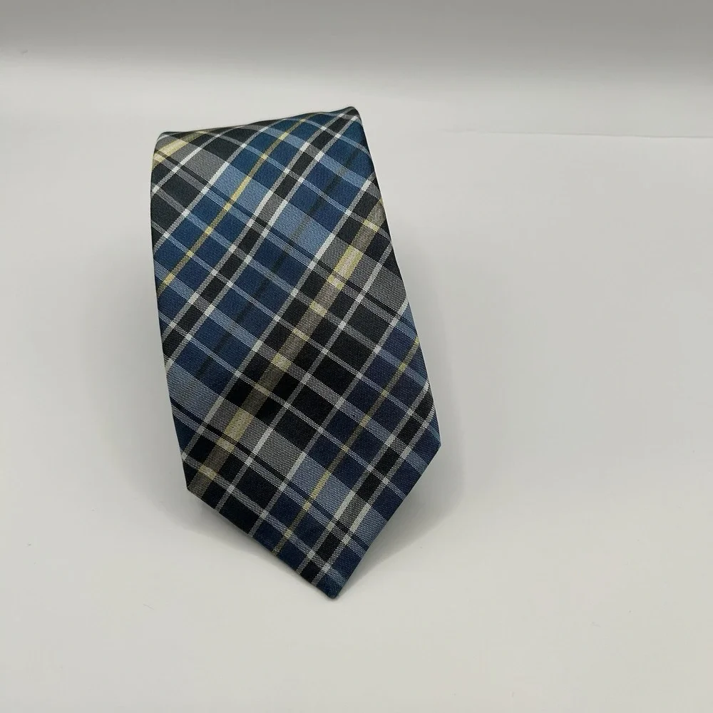 Penguin Necktie‎ Blue Plaid Pattern Silk Neck Tie 2.5